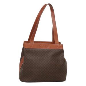 CELINE Macadam Canvas Tote Bag PVC Leather Brown Auth EC931